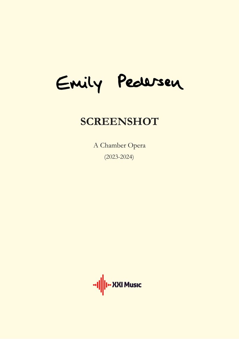 Couverture de la partition Screenshot d'Emily Pedersen, XXI Music Publishing, signature autographe de la compositrice